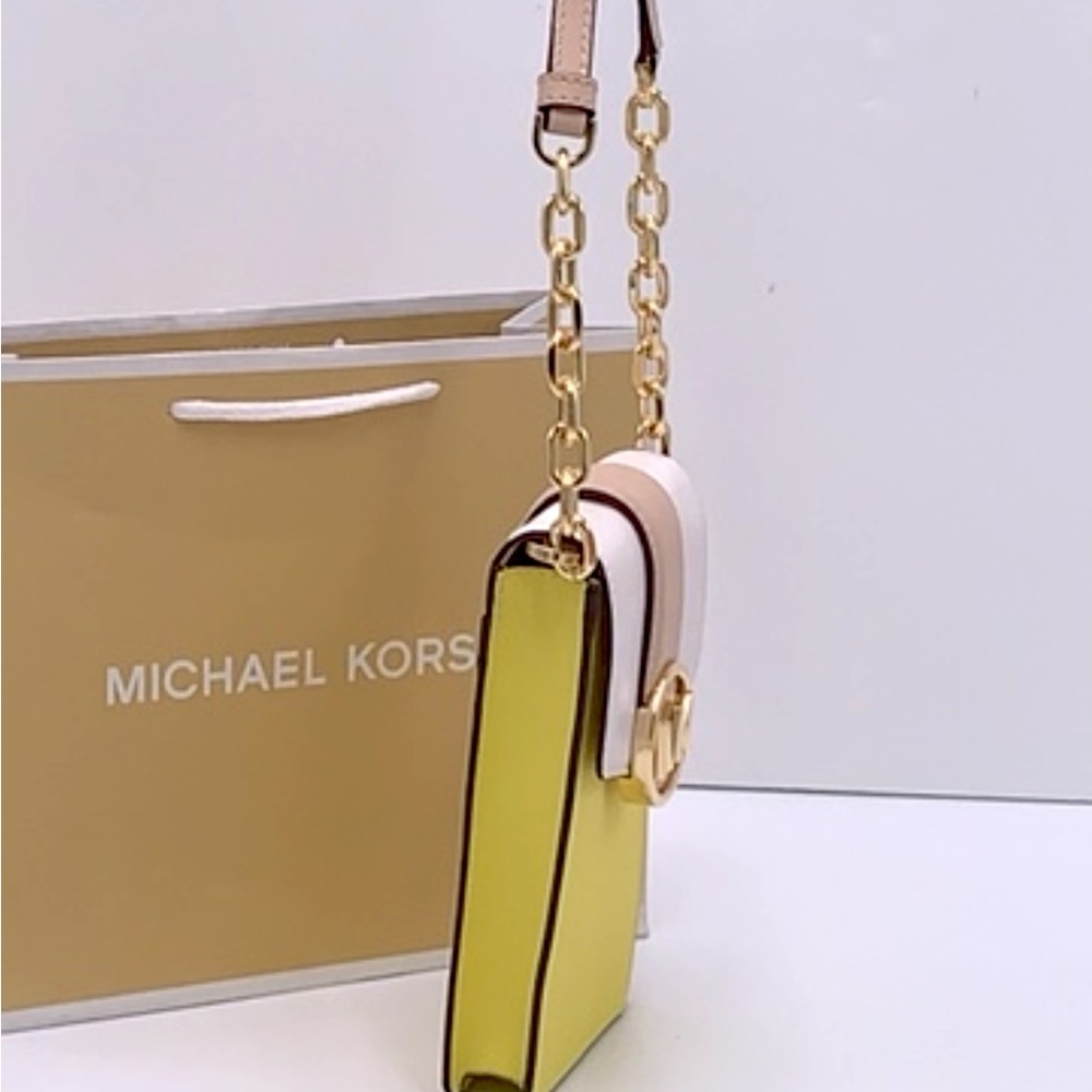 MICHAEL KORS Carmen Small Color-Block  Phone Crossbody Bag Sunshine multi color - Picture 12 of 13